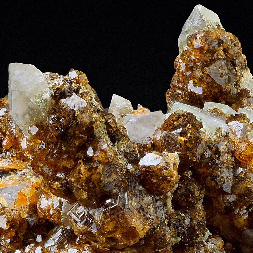 Spessartine On Smoky Quartz