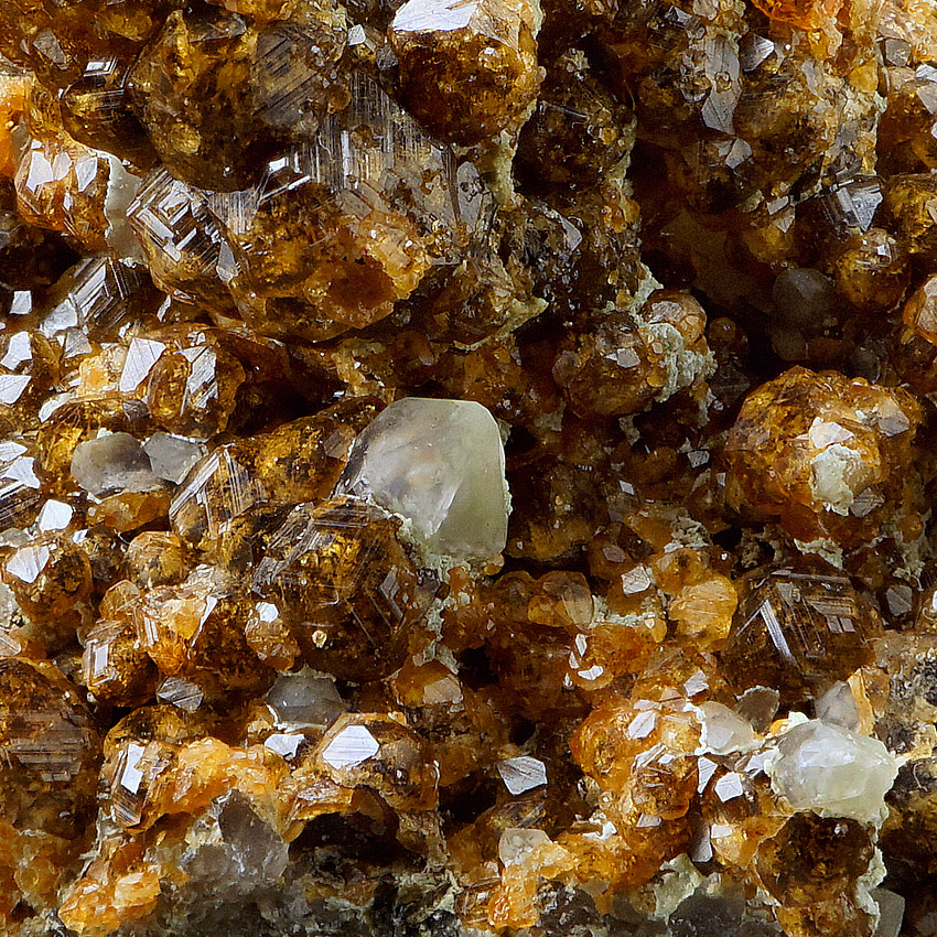 Spessartine On Smoky Quartz